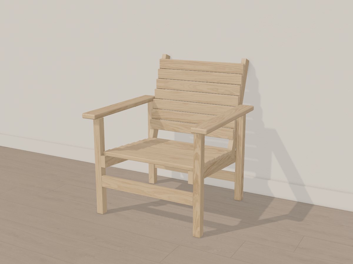 Raked oak lounge chair, Crava's 3D model