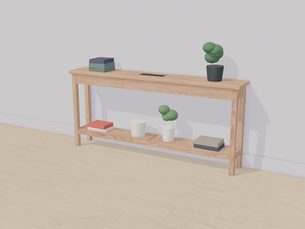 Red oak charging sofa console, Crava's 3D model