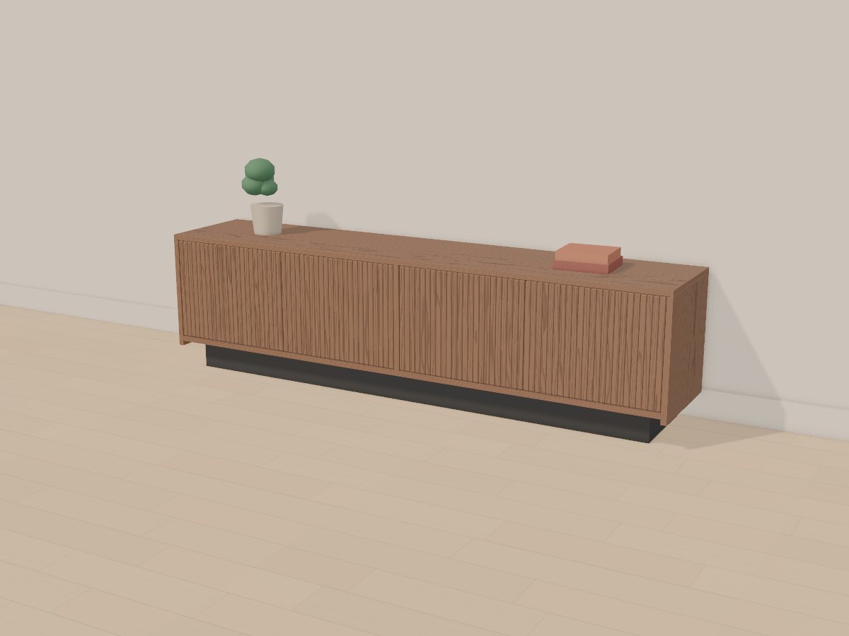 Reeded walnut media console, Crava's 3D model