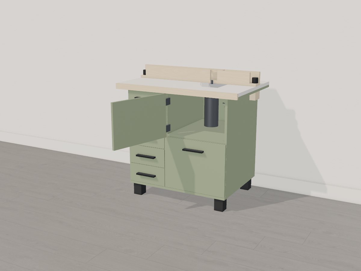 Router table cabinet with dust bin, Crava's 3D model