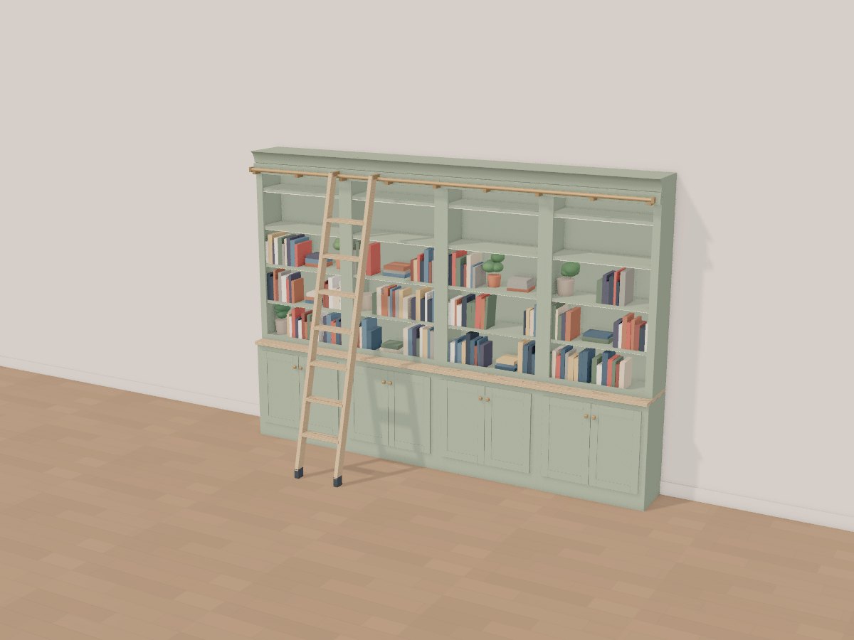 Sage library with rolling ladder, Crava's 3D model