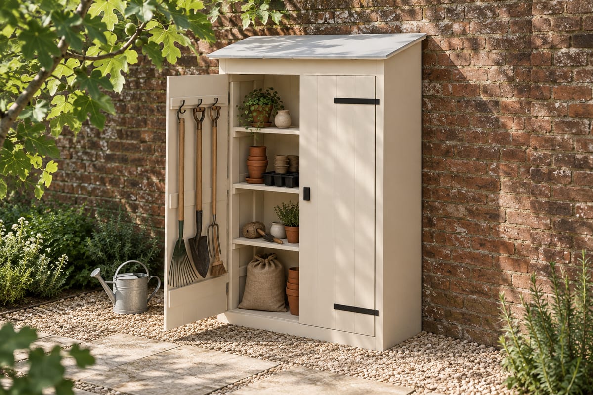 Sandstone potting shed cabinet, a rendering