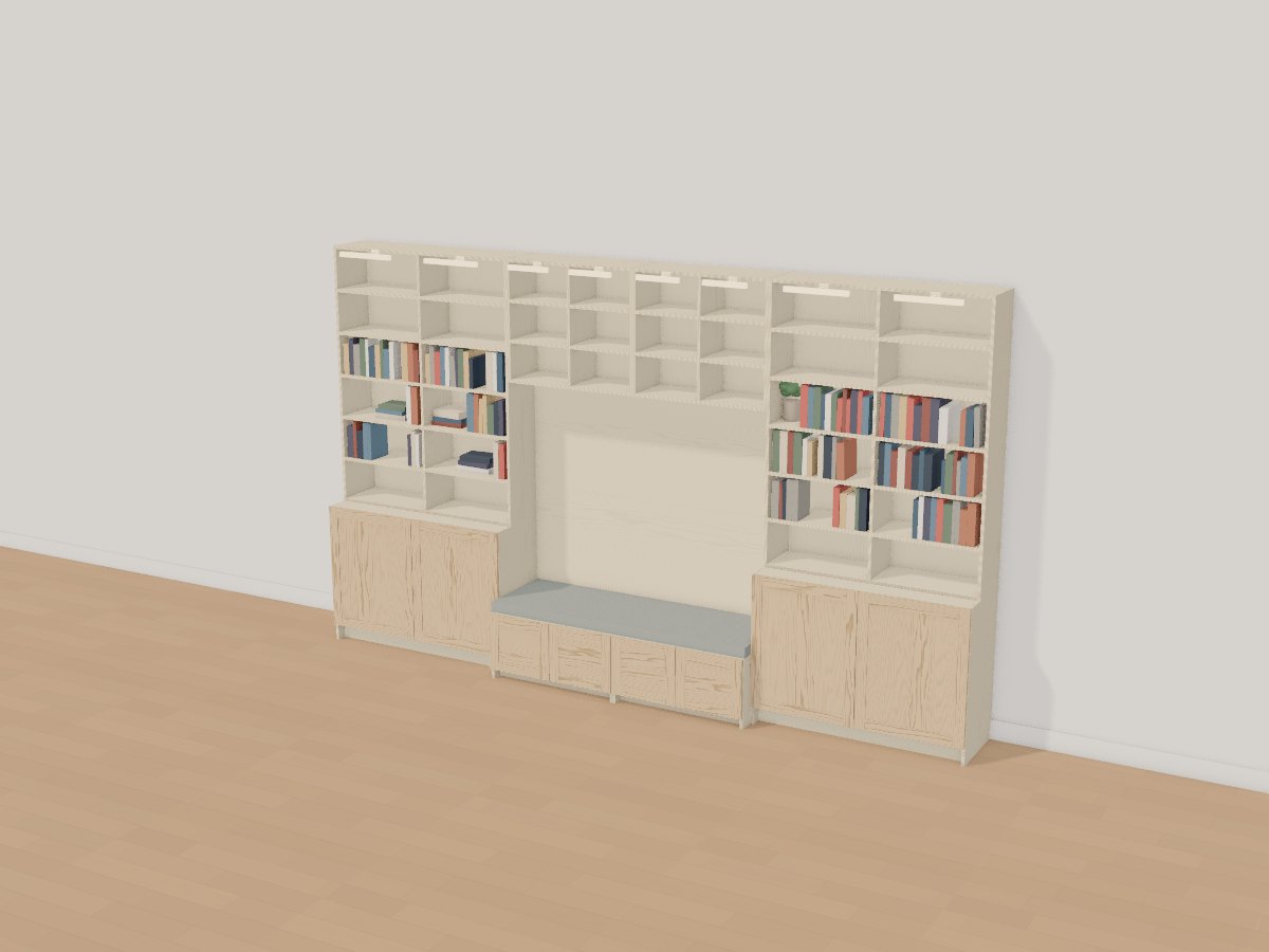 Shaker library wall, Crava's 3D model