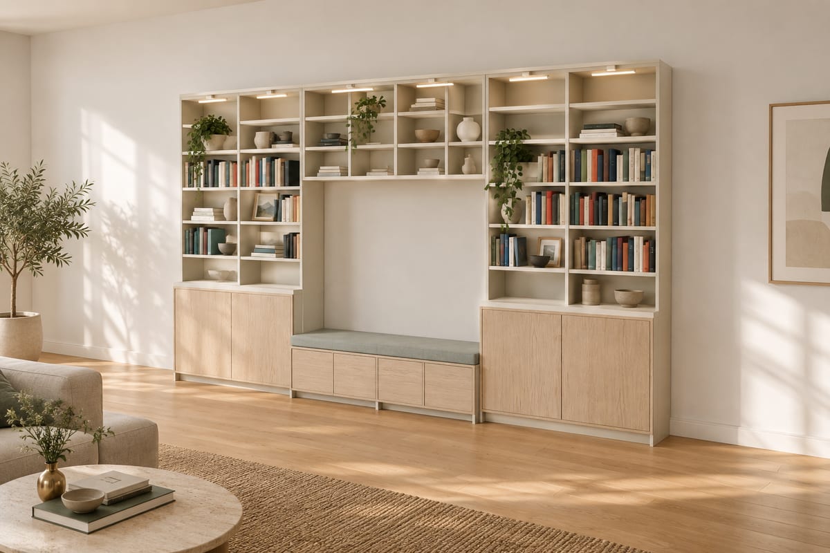 Shaker library wall, a rendering
