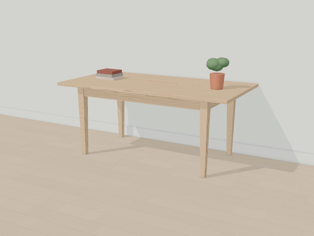 Shaker oak dining table, Crava's 3D model