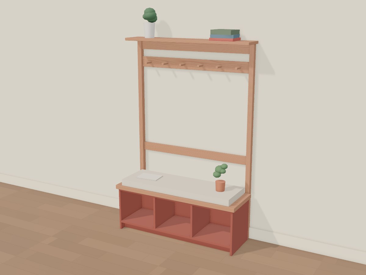 Shaker peg rail bench, Crava's 3D model