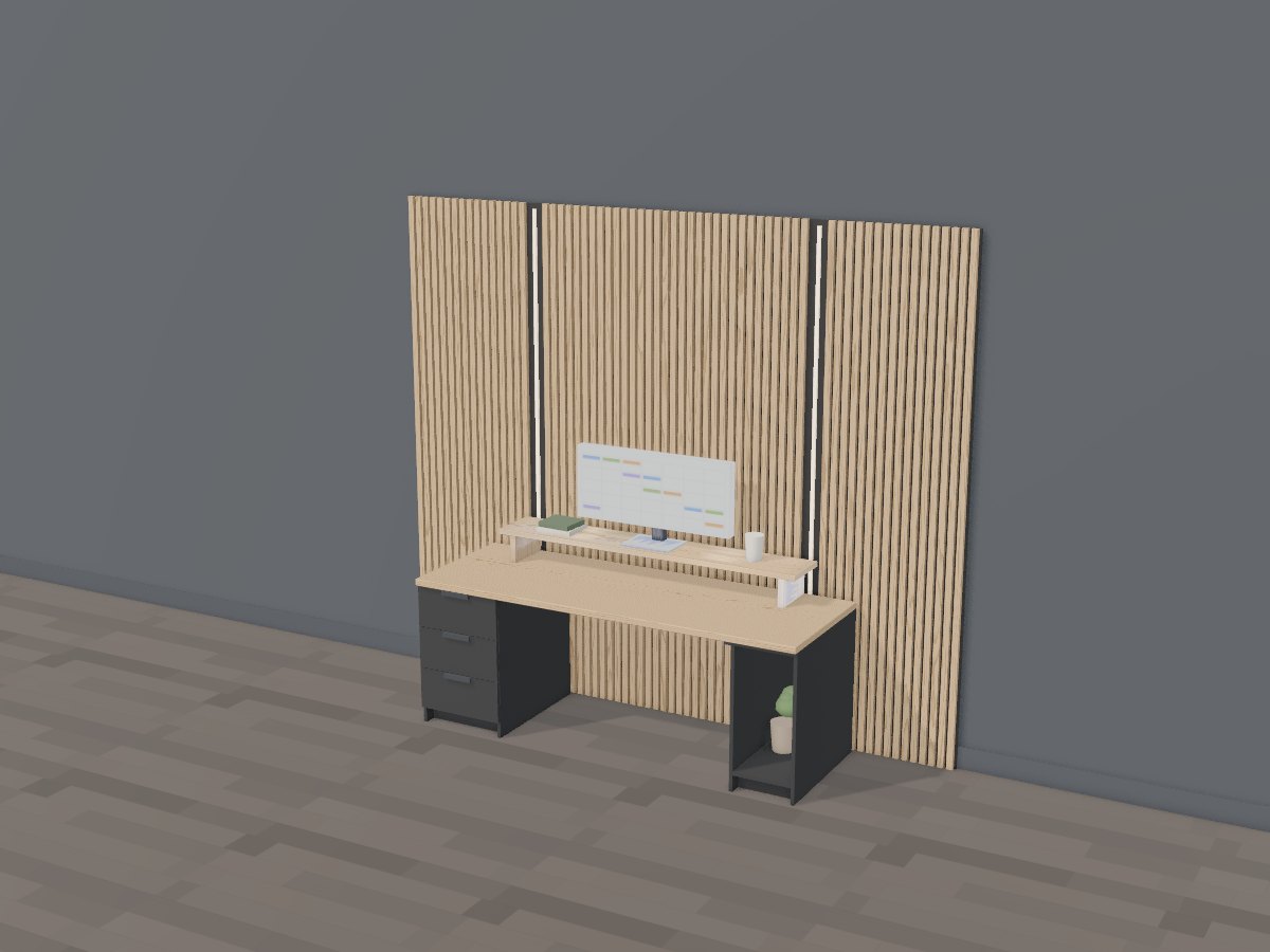 Slat wall streaming desk, Crava's 3D model