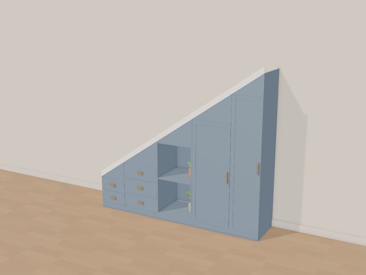 Slate blue under-stair storage, Crava's 3D model