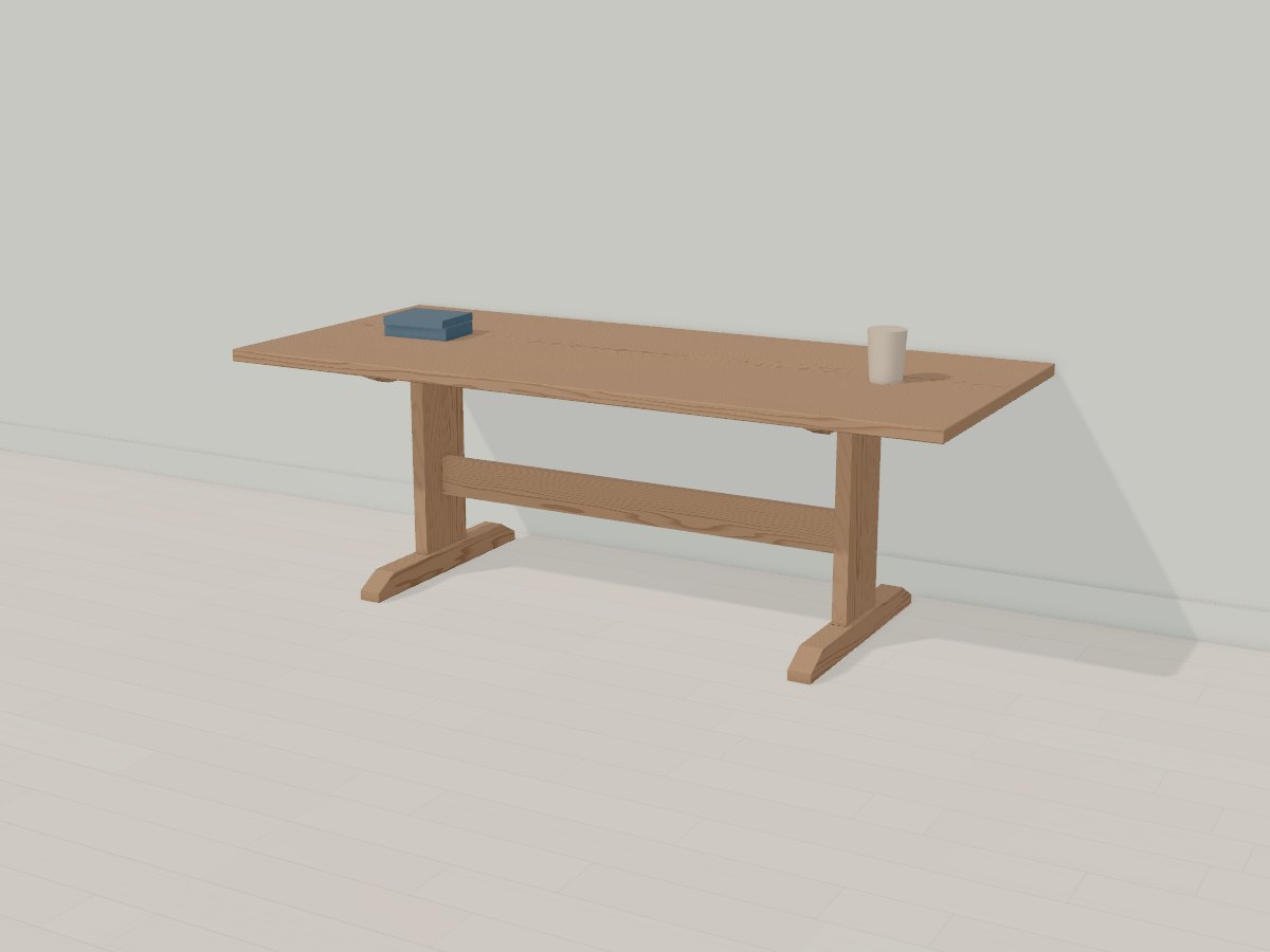 Smoked oak trestle table, Crava's 3D model