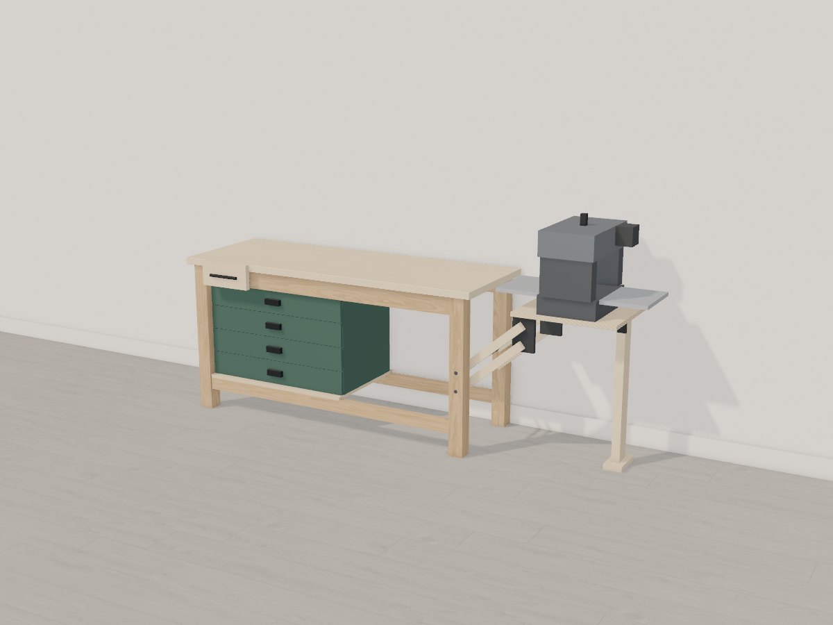 Swing-arm planer workbench, Crava's 3D model