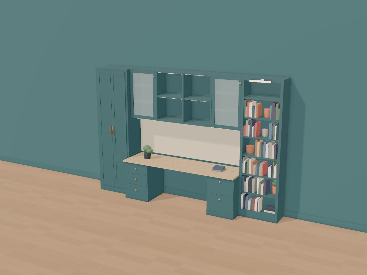 Teal office wall, Crava's 3D model