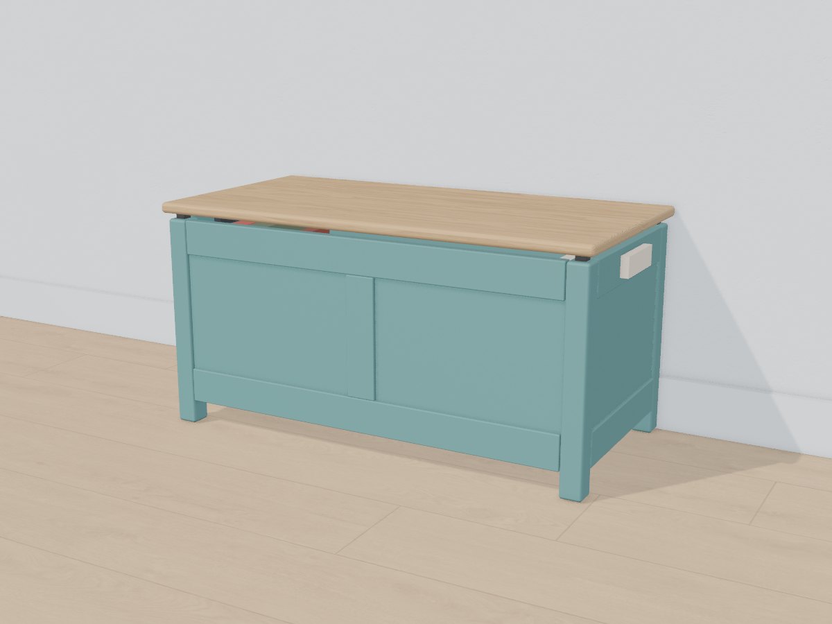 Teal panelled toy chest, Crava's 3D model