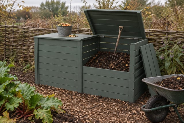 Black-green twin compost bays