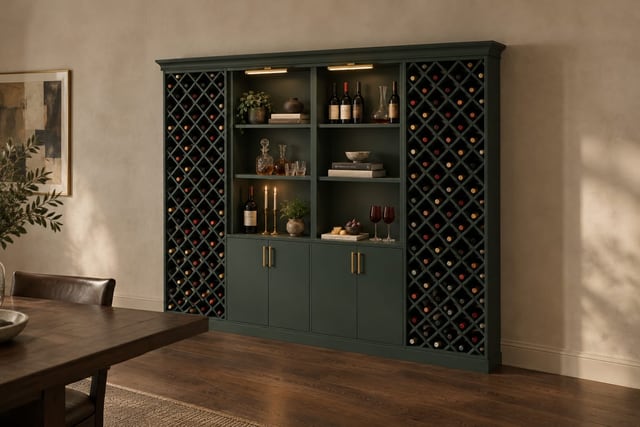 Bottle green wine wall