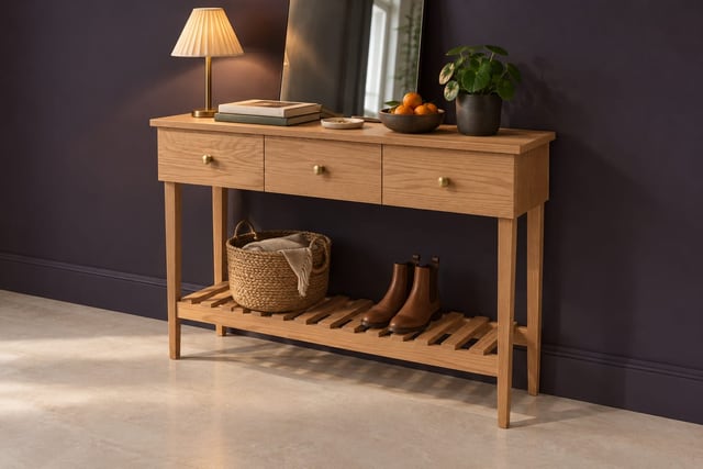 Cherry three-drawer hall console