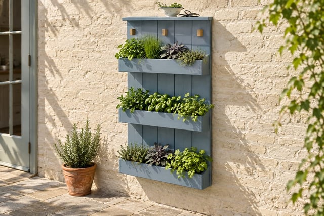 Denim blue herb wall