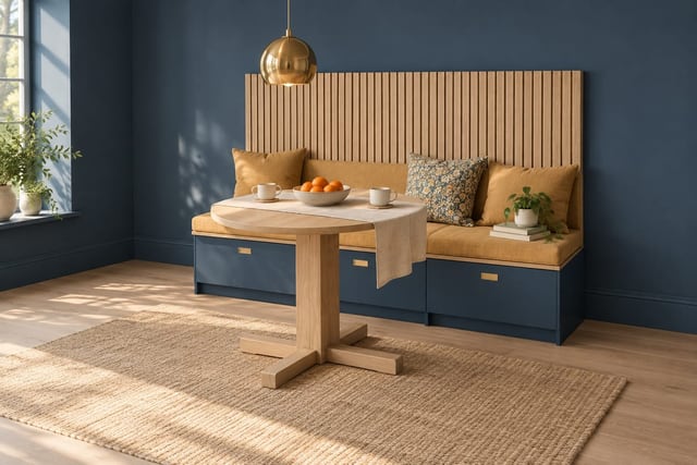 Ink blue banquette nook