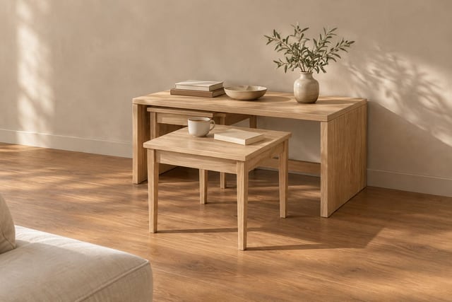 Limed oak nesting coffee tables
