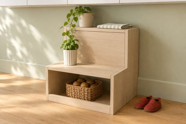 Maple two-step storage stool