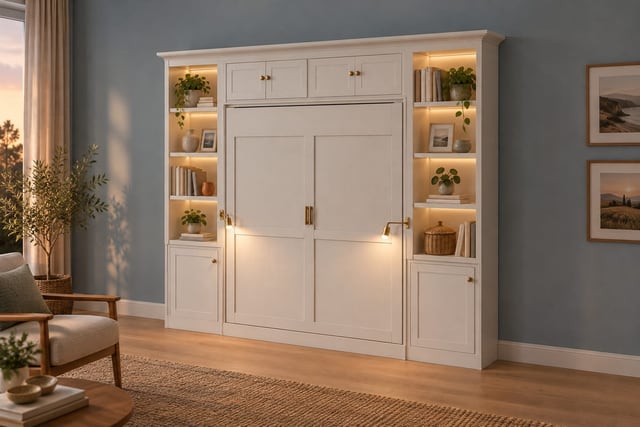 Murphy bed library wall
