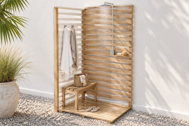 Oak garden shower corner