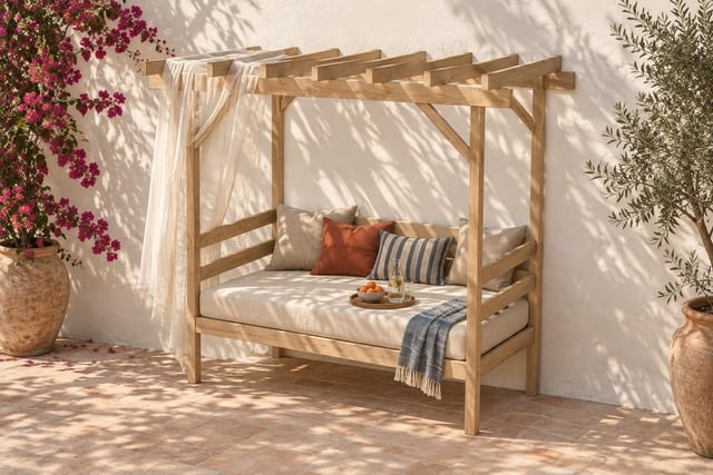 Oak pergola daybed