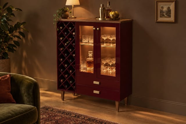 Oxblood bar cabinet
