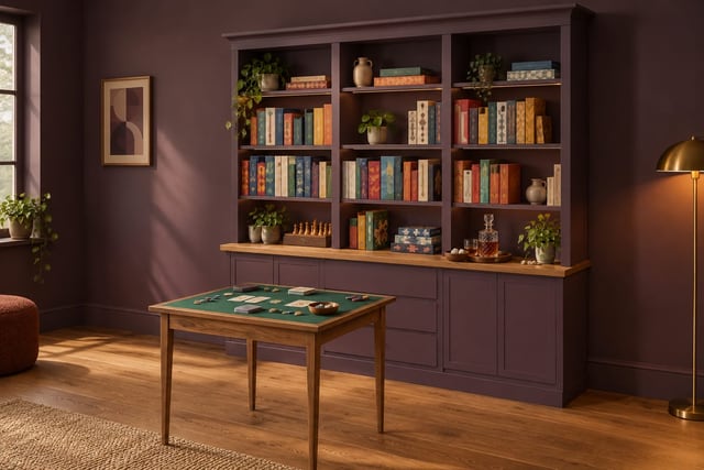 Plum game wall and card table