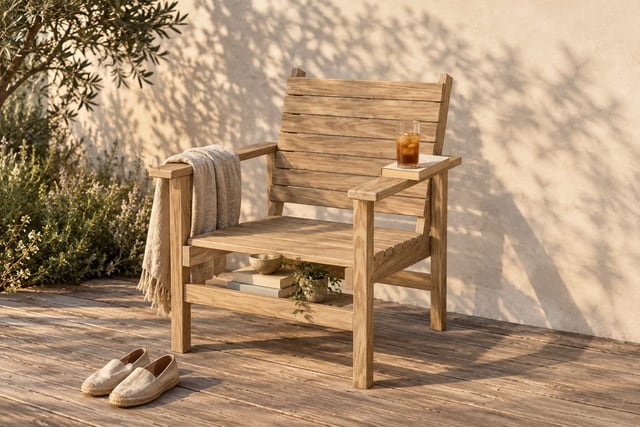 Raked oak lounge chair