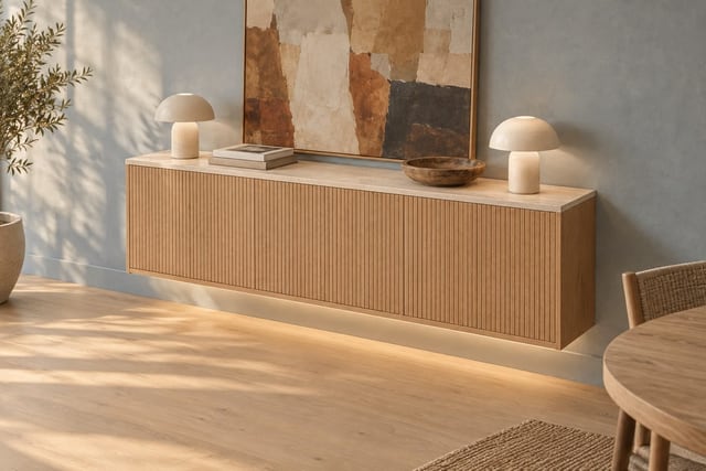 Reeded cherry sideboard