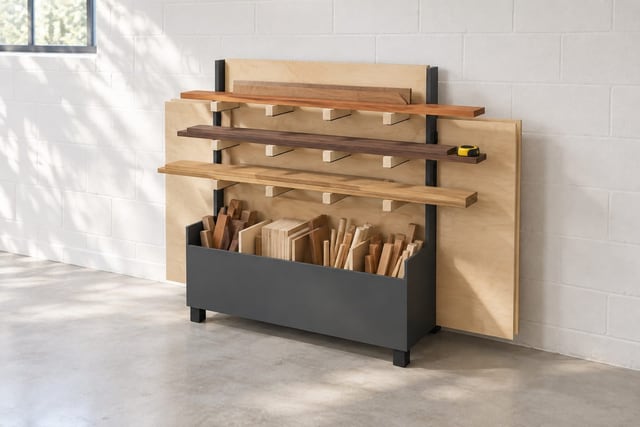 Rolling lumber and offcut cart