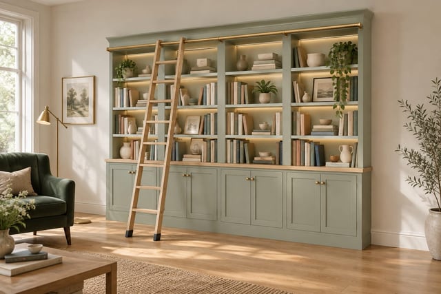 Sage library with rolling ladder