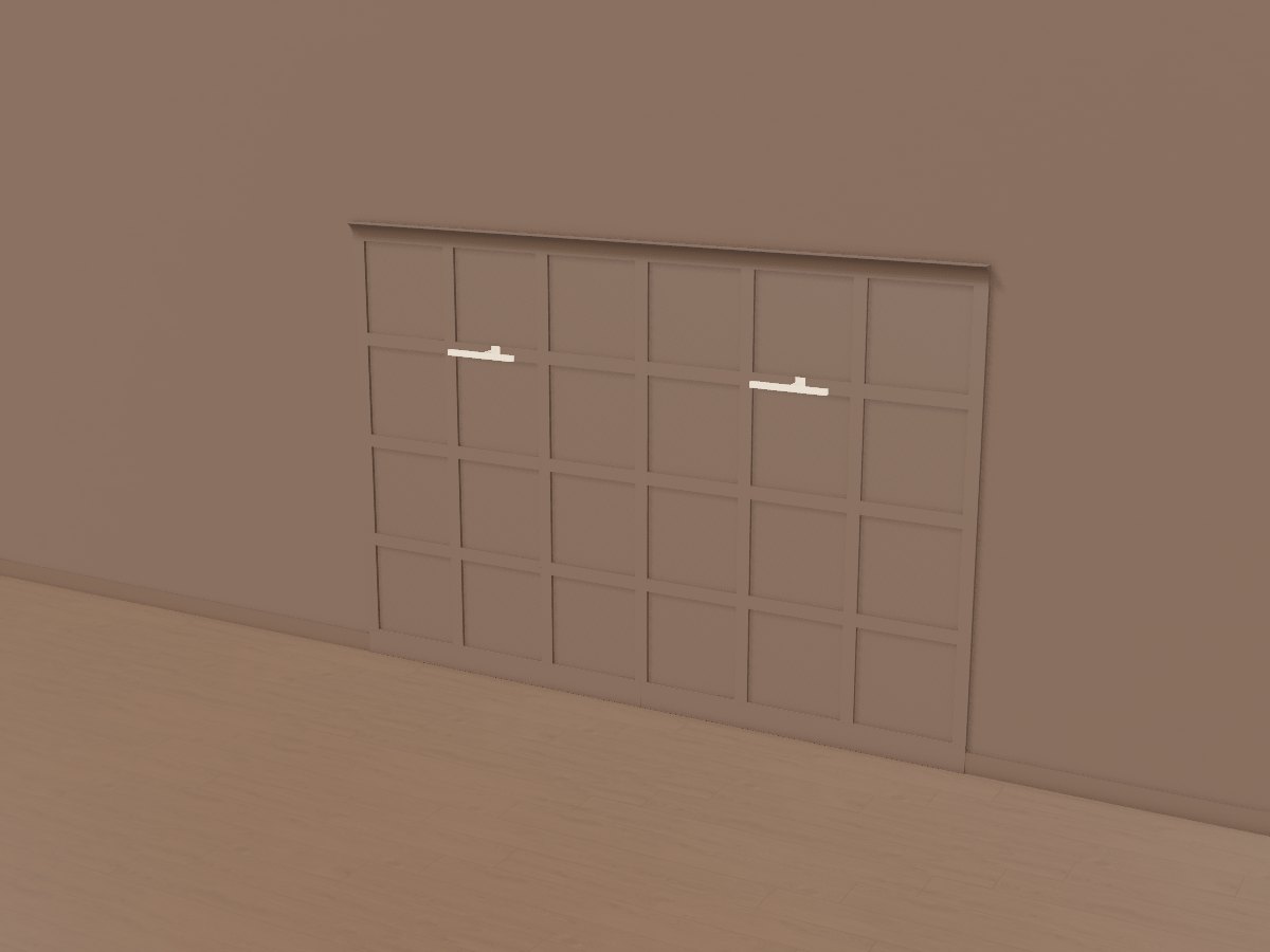 Tobacco grid-panelled dining wall, Crava's 3D model