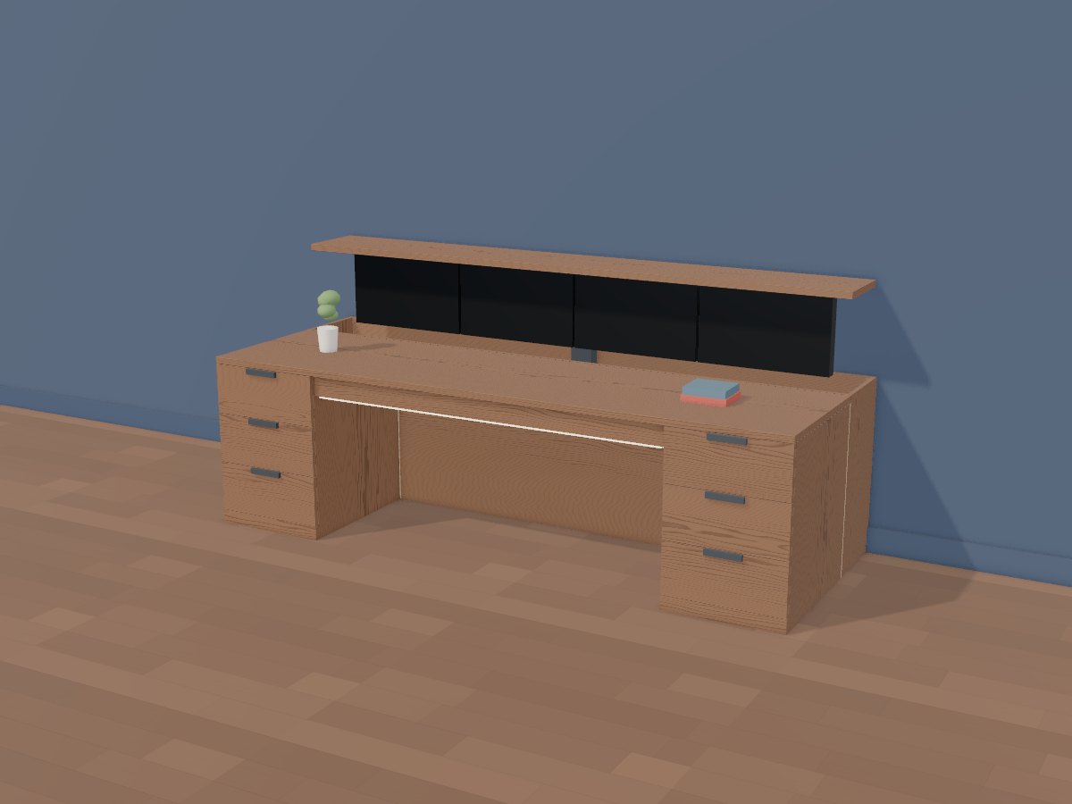 Walnut command desk, Crava's 3D model