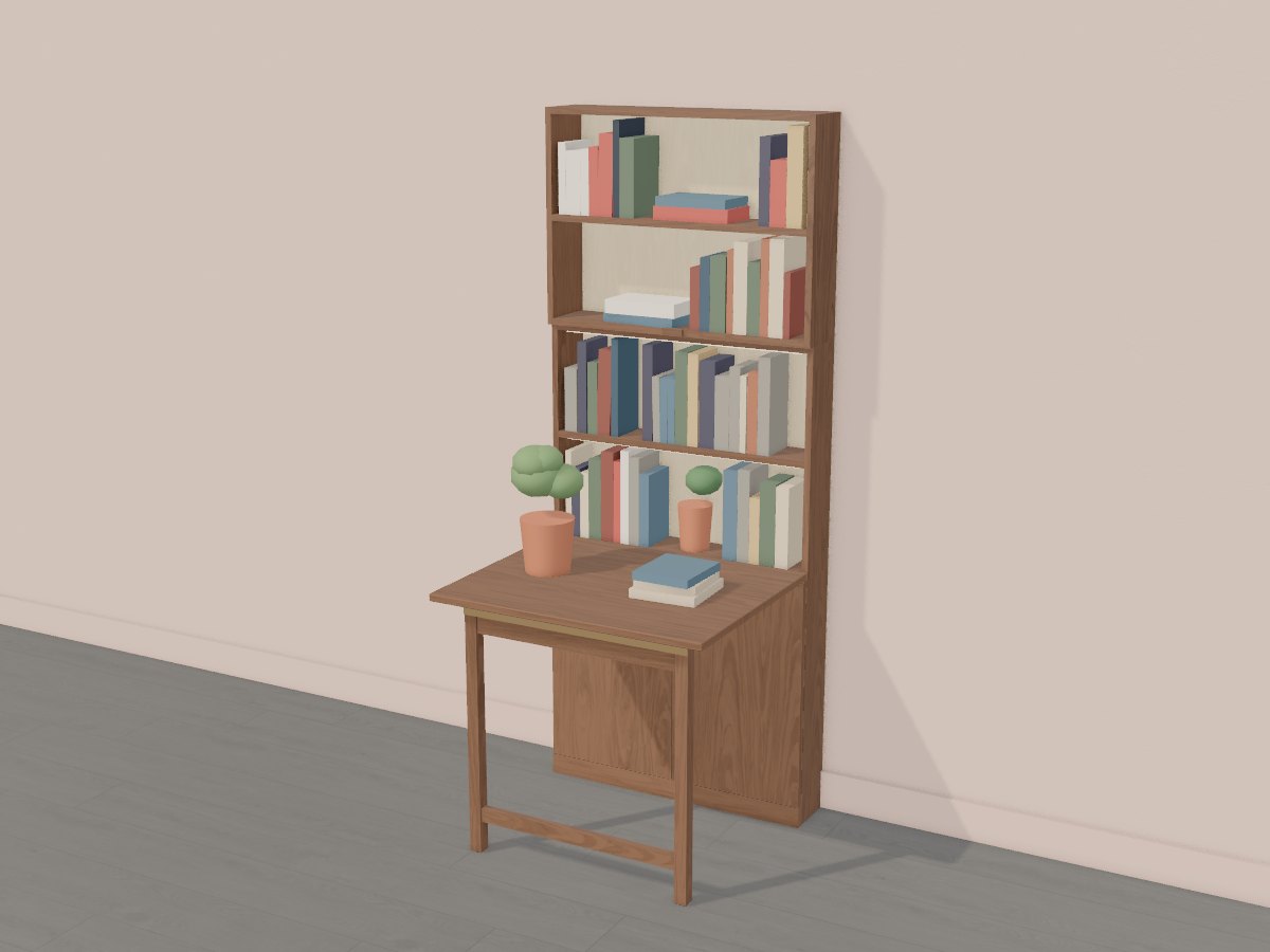 Walnut fold-down table cupboard, Crava's 3D model