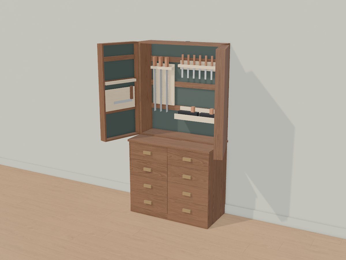 Walnut hand-tool armoire, Crava's 3D model