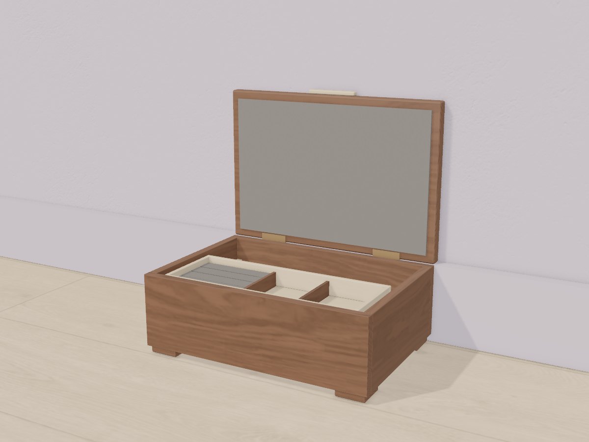 Walnut jewellery box with a lift-out tray, Crava's 3D model