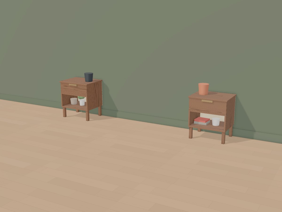Walnut nightstand pair, Crava's 3D model
