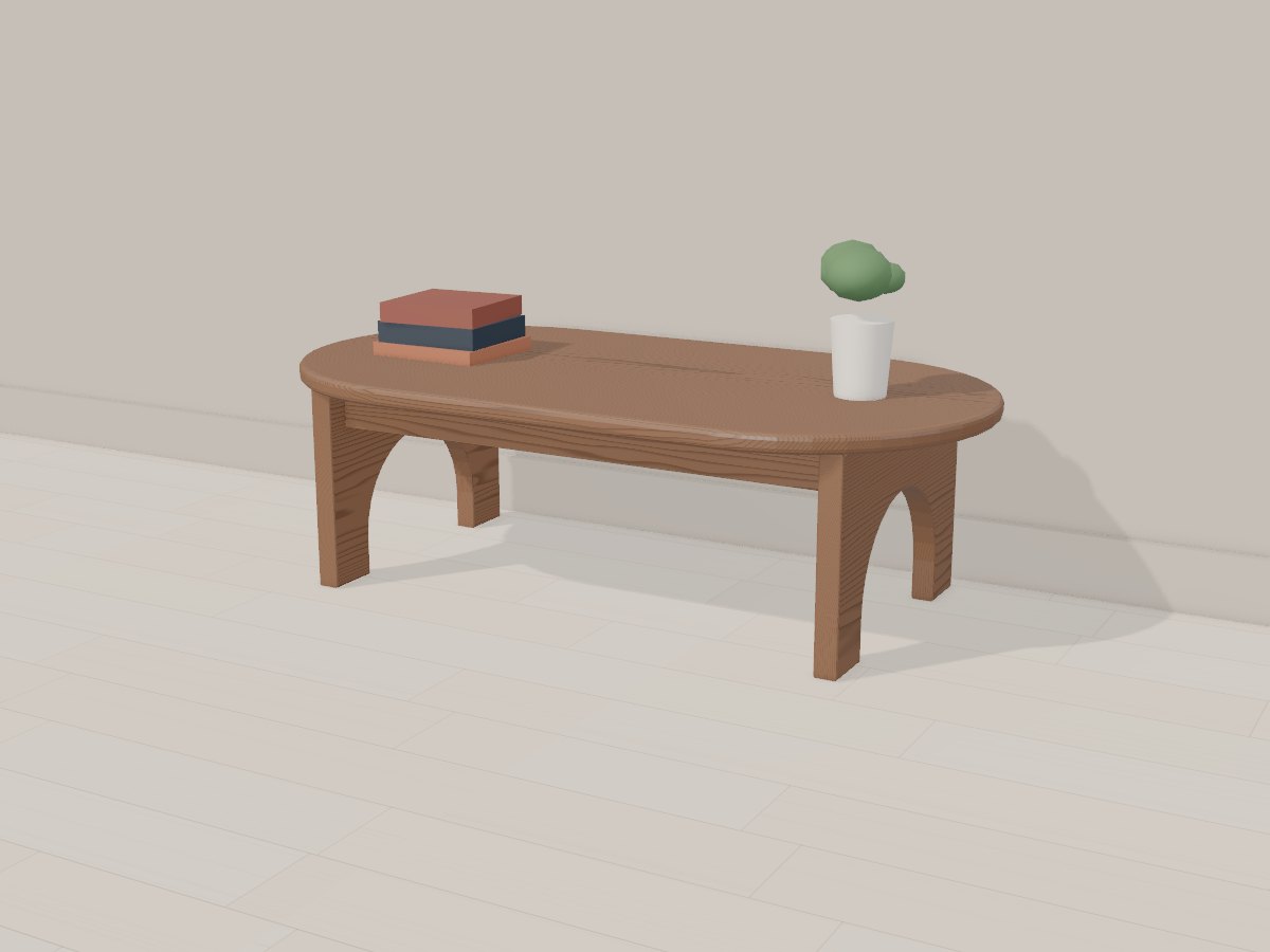 Walnut pill coffee table, Crava's 3D model