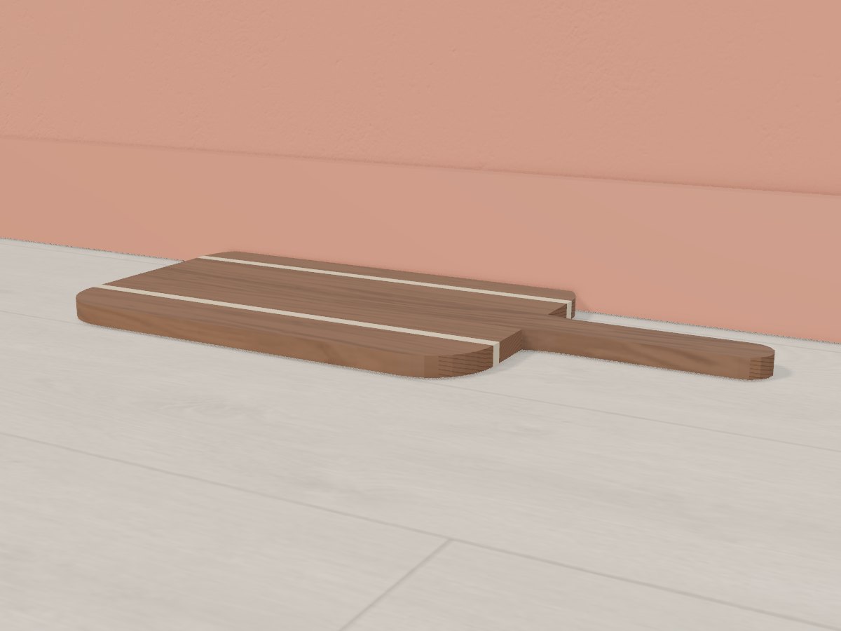 Pinstriped walnut serving paddle, Crava's 3D model