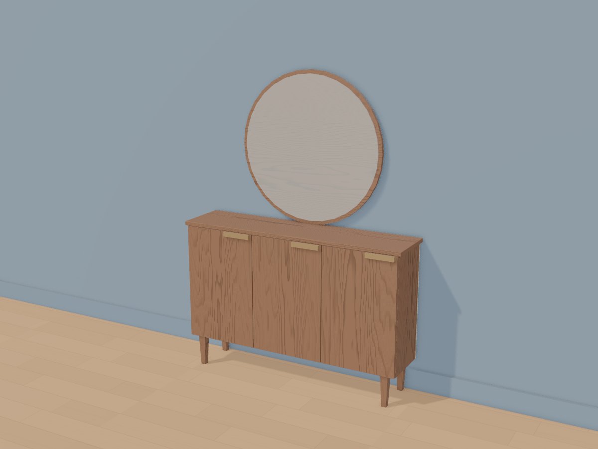 Slim walnut shoe cabinet, Crava's 3D model