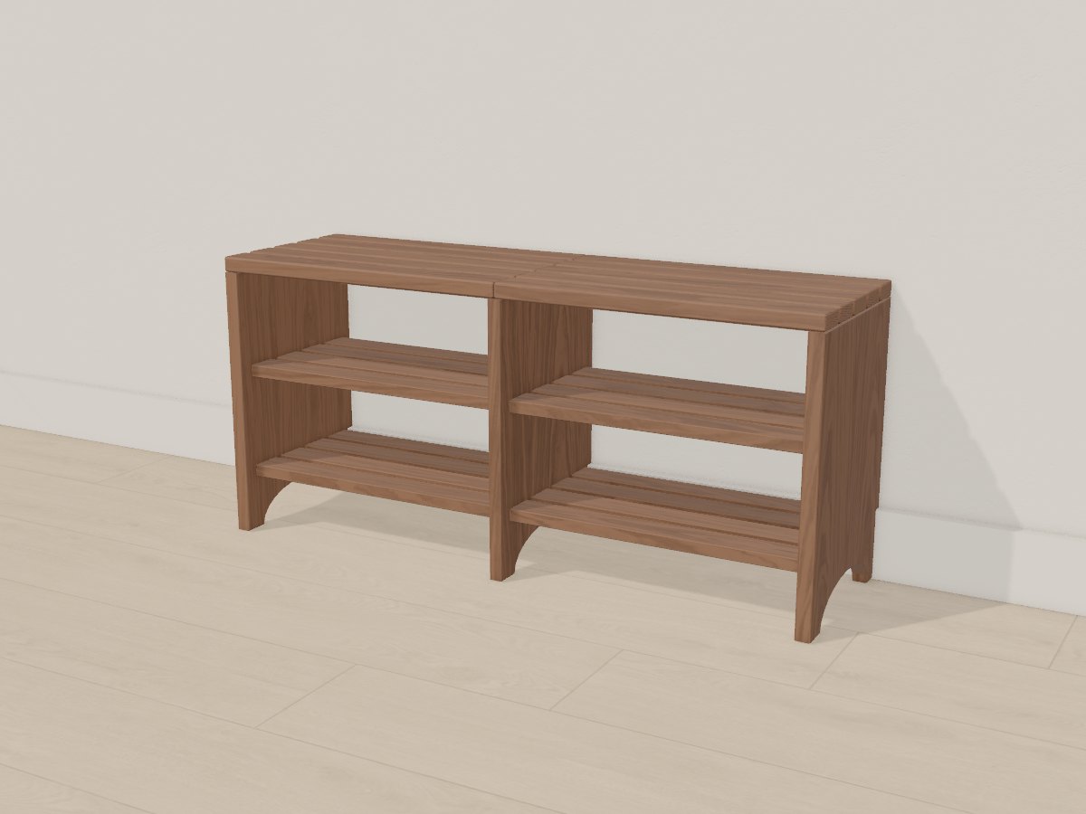 Walnut slatted shoe bench, Crava's 3D model