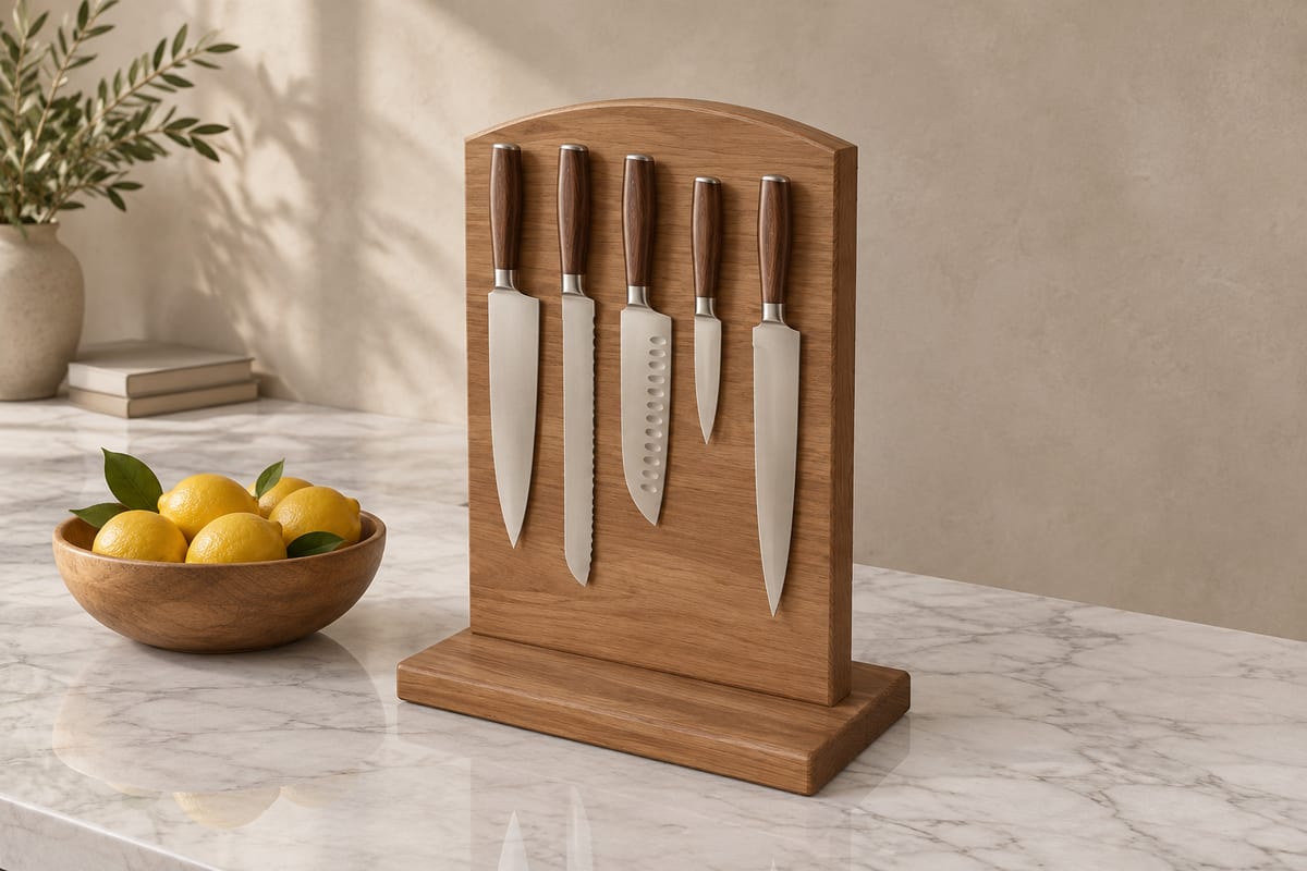 Double-sided magnetic knife stand, a rendering